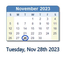 November 28, 2023 (Tuesday) .
